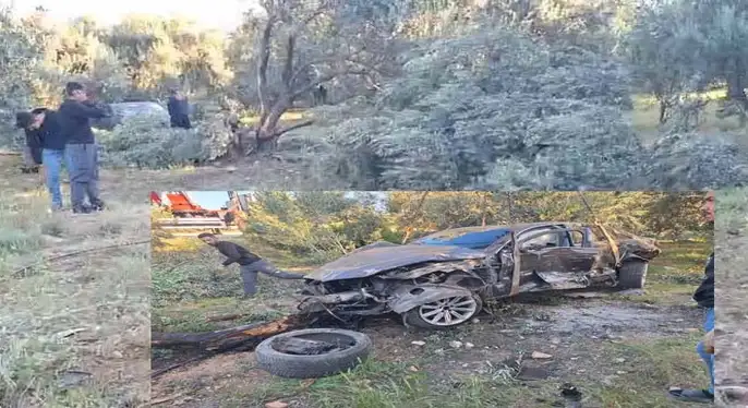 Mut’ta hurdaya dönen araçtan sağ çıktı